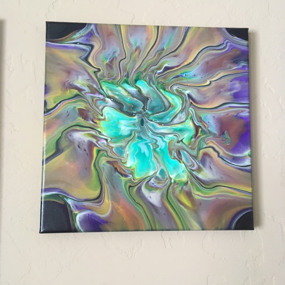 Fluid art acrylic pour art 12x12